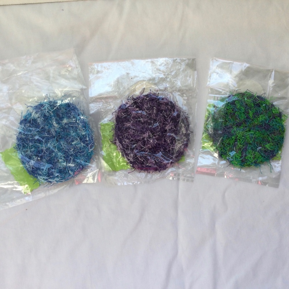 Kitchen/Bath Scrubbies Hand Crochet set of 3 with poem included. New